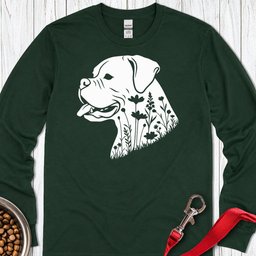 Boxer Flowers Long Sleeve Shirt Gift For Dog Lover