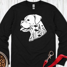 Boxer Flowers Long Sleeve Shirt Gift For Dog Lover