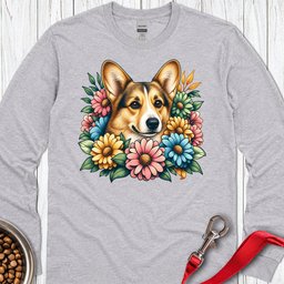 Cardigan Welsh Corgi Sable Flowers Long Sleeve Shirt Gift For Dog Lover