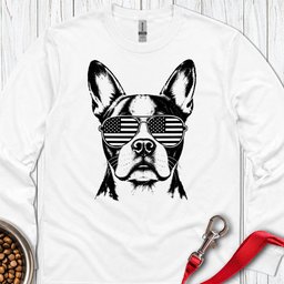 Boston Terrier Flag Shades Long Sleeve Shirt Gift For Dog Lover