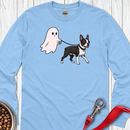 Boston Terrier Ghost Walk Long Sleeve Shirt Gift For Dog Lover