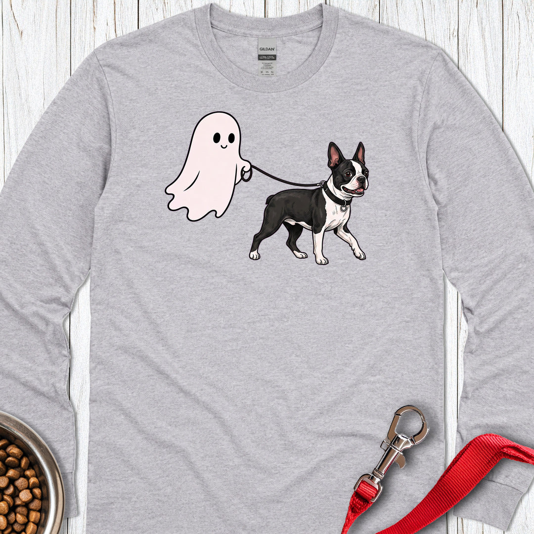 Boston Terrier Ghost Walk Long Sleeve Shirt Gift For Dog Lover
