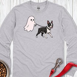 Boston Terrier Ghost Walk Long Sleeve Shirt Gift For Dog Lover