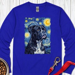 Black Boxer Van Gogh Long Sleeve Shirt Gift For Dog Lover