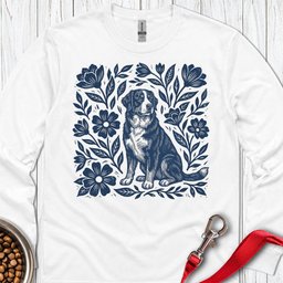 Bernese Mountain Dog Linocut Long Sleeve Shirt Gift For Dog Lover