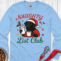 Black Lab Naughty List Club Long Sleeve Shirt Gift For Dog Lover