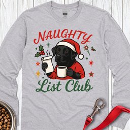 Black Lab Naughty List Club Long Sleeve Shirt Gift For Dog Lover