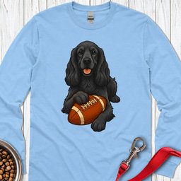 Black Cocker Spaniel Football Long Sleeve Shirt Gift For Dog Lover