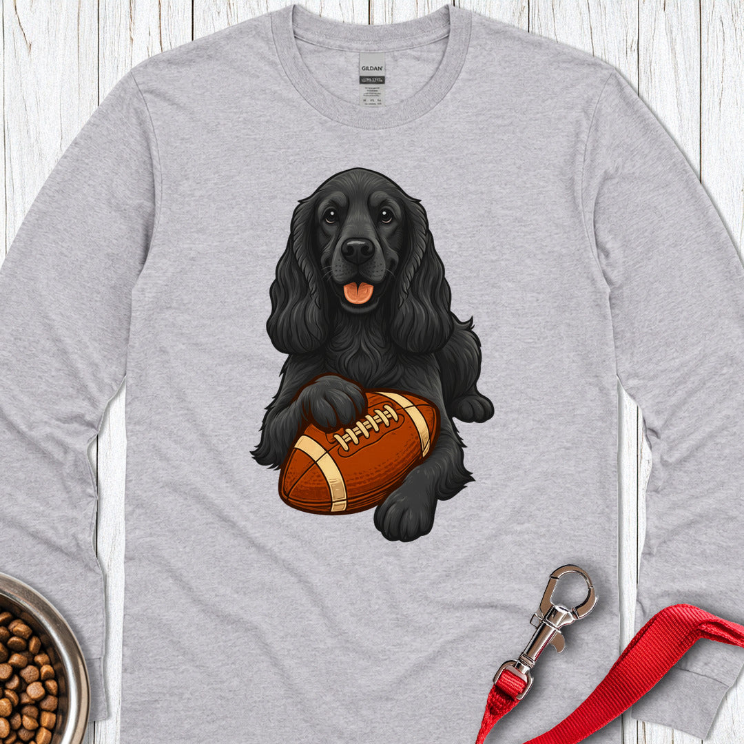 Black Cocker Spaniel Football Long Sleeve Shirt Gift For Dog Lover