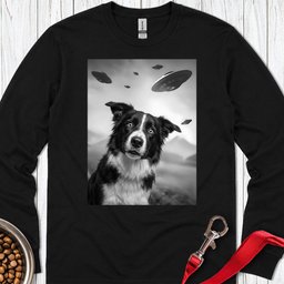 Border Collie Ufo Long Sleeve Shirt Gift For Dog Lover
