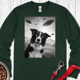 Border Collie Ufo Long Sleeve Shirt Gift For Dog Lover