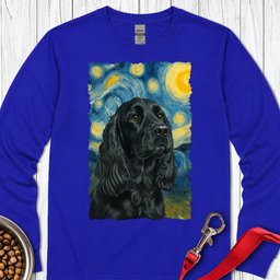 Black Cocker Spaniel Starry Night Long Sleeve Shirt Gift For Dog Lover