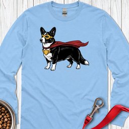 Cardigan Welsh Corgi Black And White Superhero Long Sleeve Shirt Gift For Dog Lover