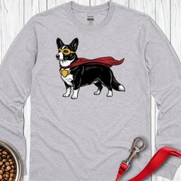 Cardigan Welsh Corgi Black And White Superhero Long Sleeve Shirt Gift For Dog Lover
