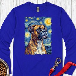 Boxer Van Gogh Long Sleeve Shirt Gift For Dog Lover