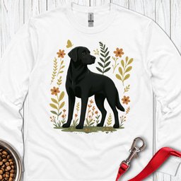 Black Labrador Flower Long Sleeve Shirt Gift For Dog Lover