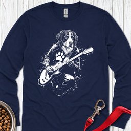 Bernese Mountain Dog Guitar Long Sleeve Shirt Gift For Dog Lover