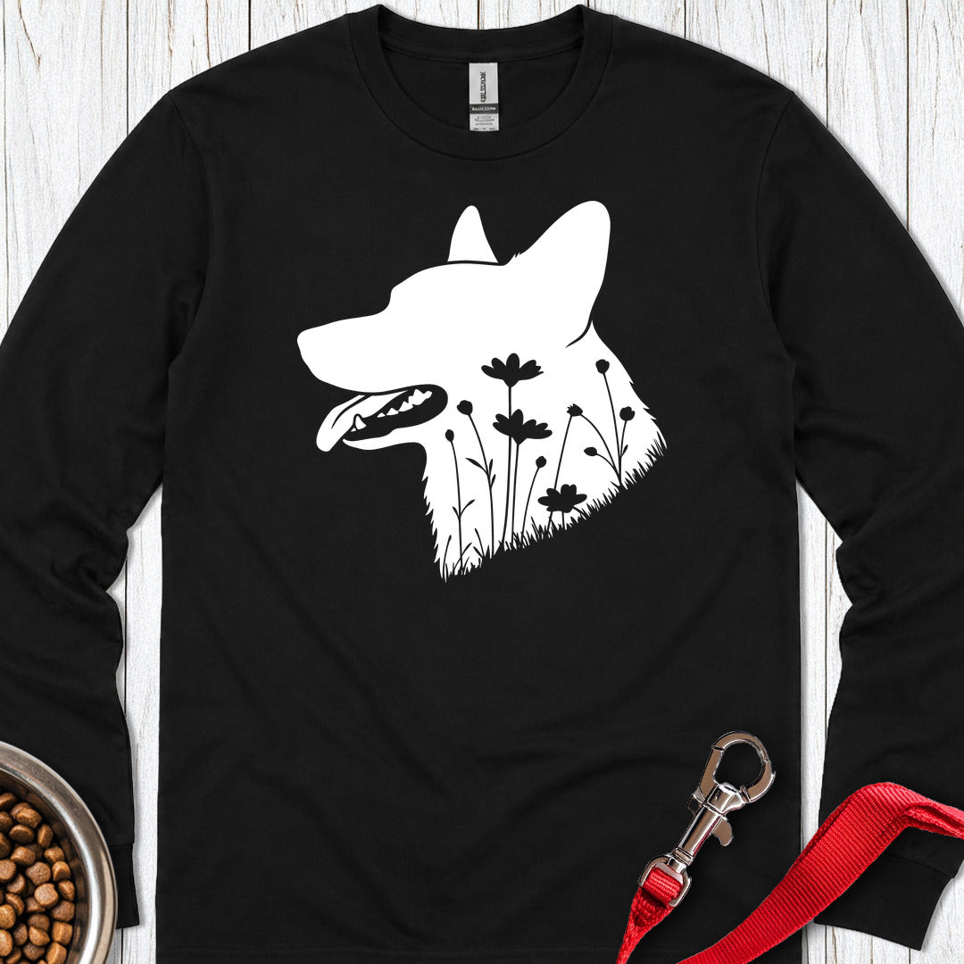 Cardigan Welsh Corgi Flowers Long Sleeve Shirt Gift For Dog Lover