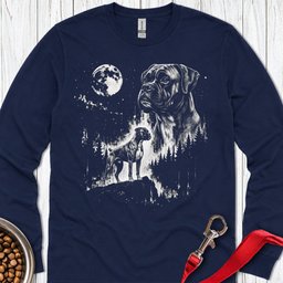 Boxer Moon Long Sleeve Shirt Gift For Dog Lover
