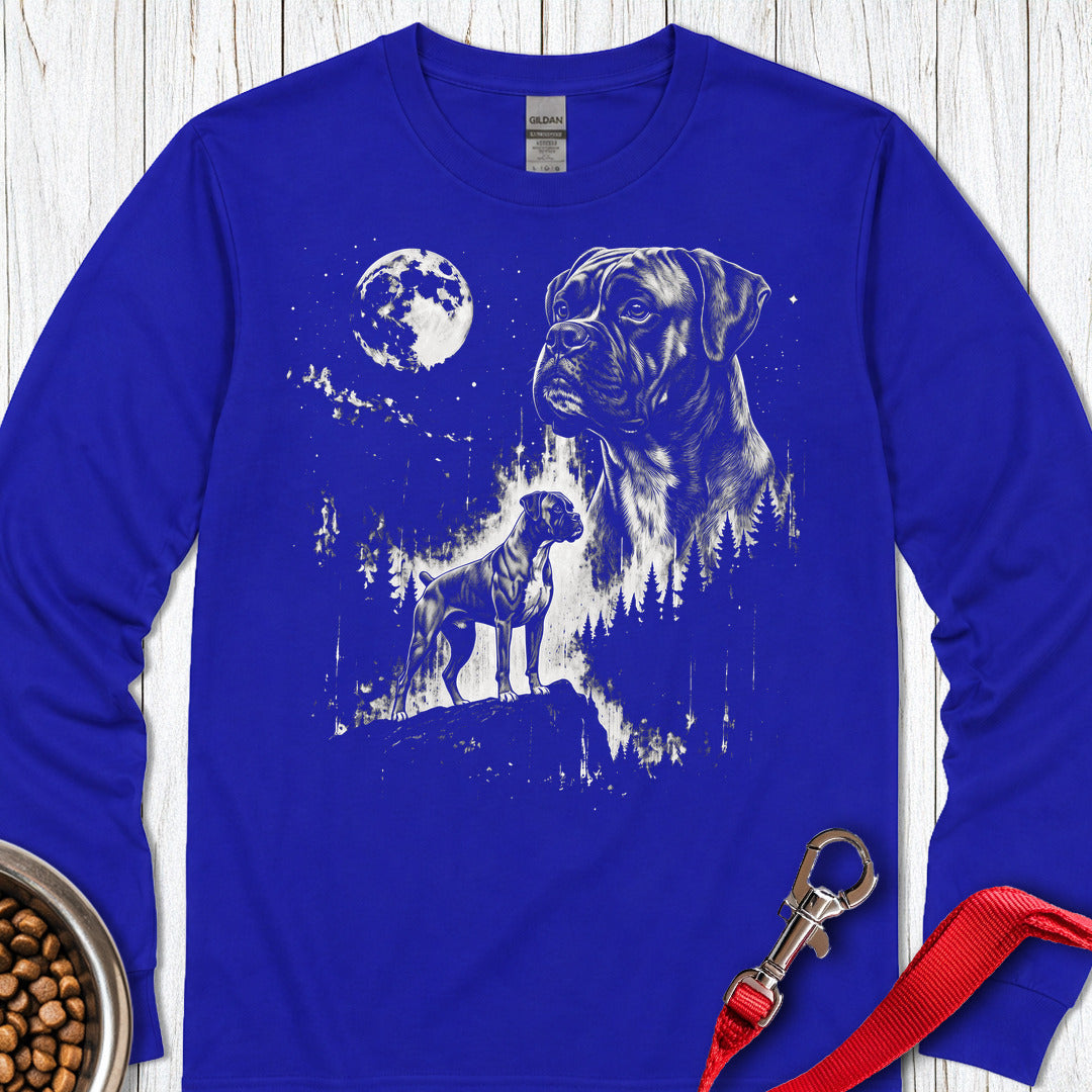 Boxer Moon Long Sleeve Shirt Gift For Dog Lover