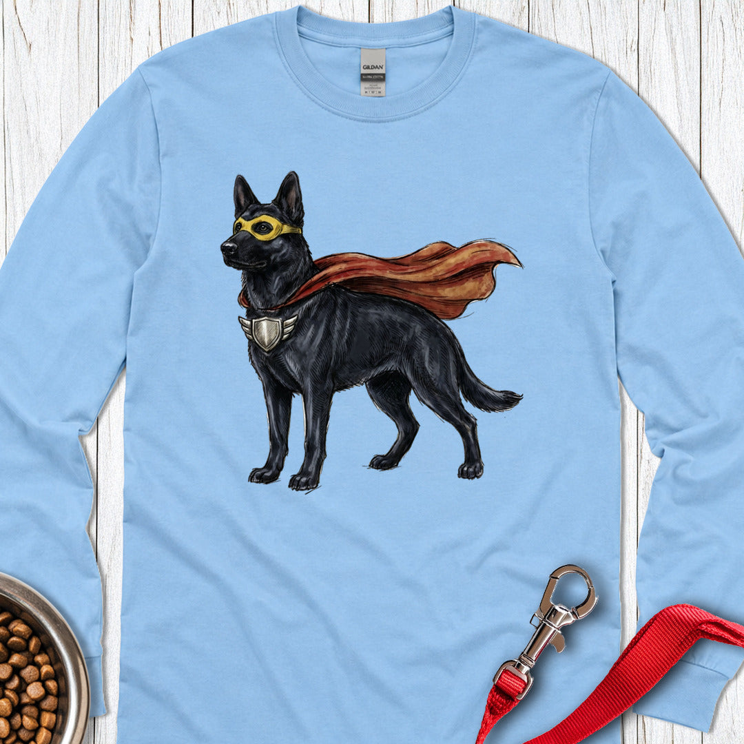 Black German Shepherd Superhero Long Sleeve Shirt Gift For Dog Lover