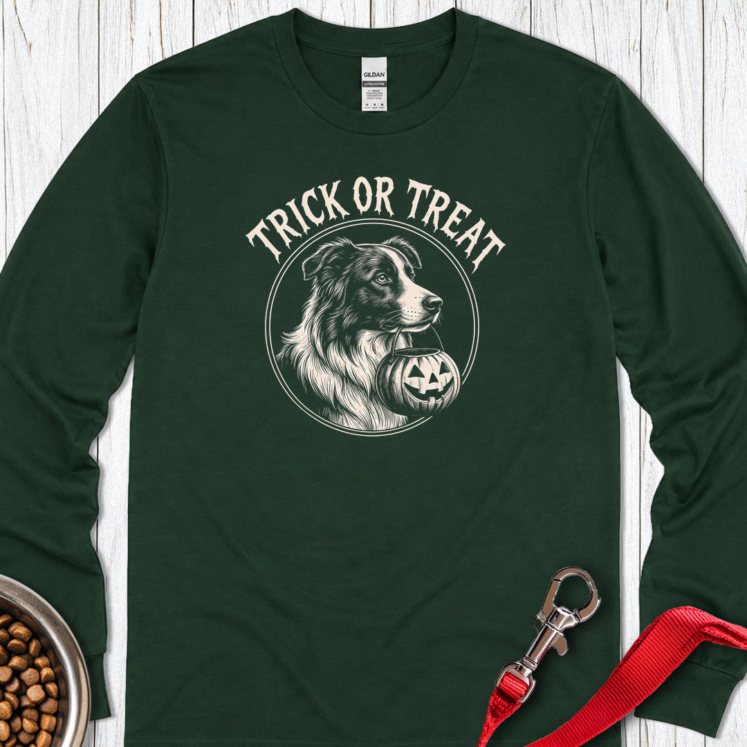Border Collie Halloween Trick Or Treat Long Sleeve Shirt Gift For Dog Lover