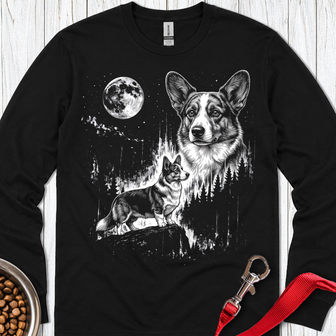 Cardigan Welsh Corgi Moonlight Long Sleeve Shirt Gift For Dog Lover