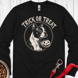 Boston Terrier Trick Or Treat Long Sleeve Shirt Gift For Dog Lover