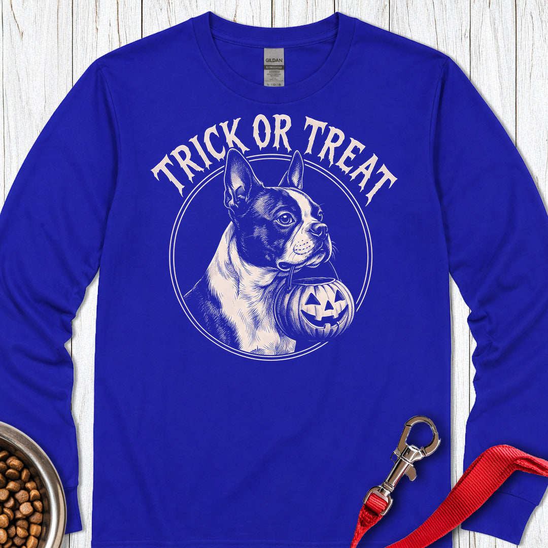 Boston Terrier Trick Or Treat Long Sleeve Shirt Gift For Dog Lover