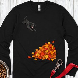 Black Labrador Leaf Pile Long Sleeve Shirt Gift For Dog Lover