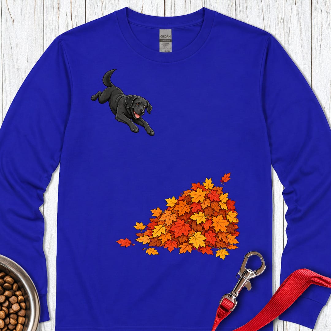 Black Labrador Leaf Pile Long Sleeve Shirt Gift For Dog Lover