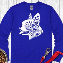 Boston Terrier Flowers Long Sleeve Shirt Gift For Dog Lover