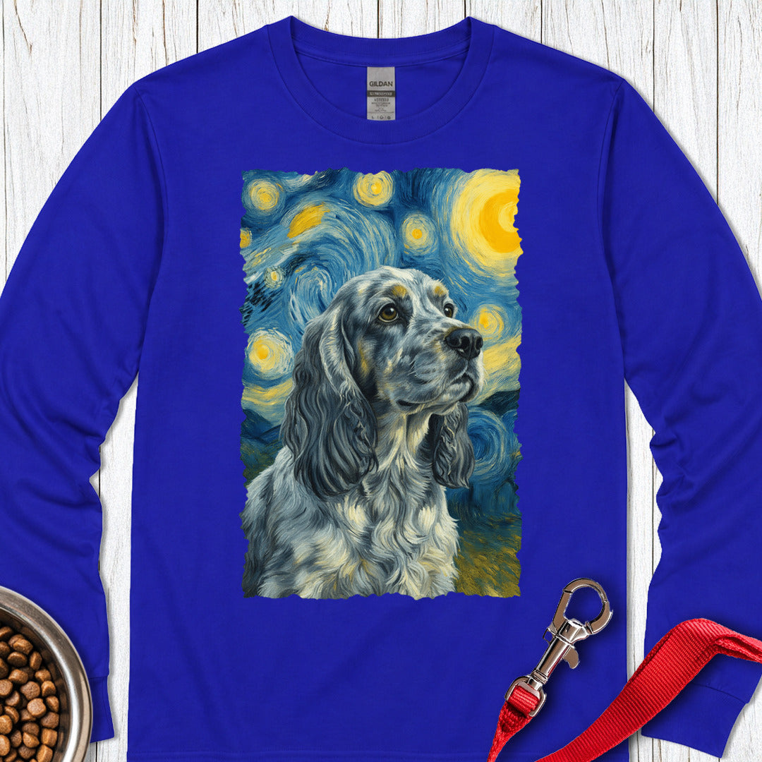 Blue Roan Cocker Spaniel Starry Night Long Sleeve Shirt Gift For Dog Lover