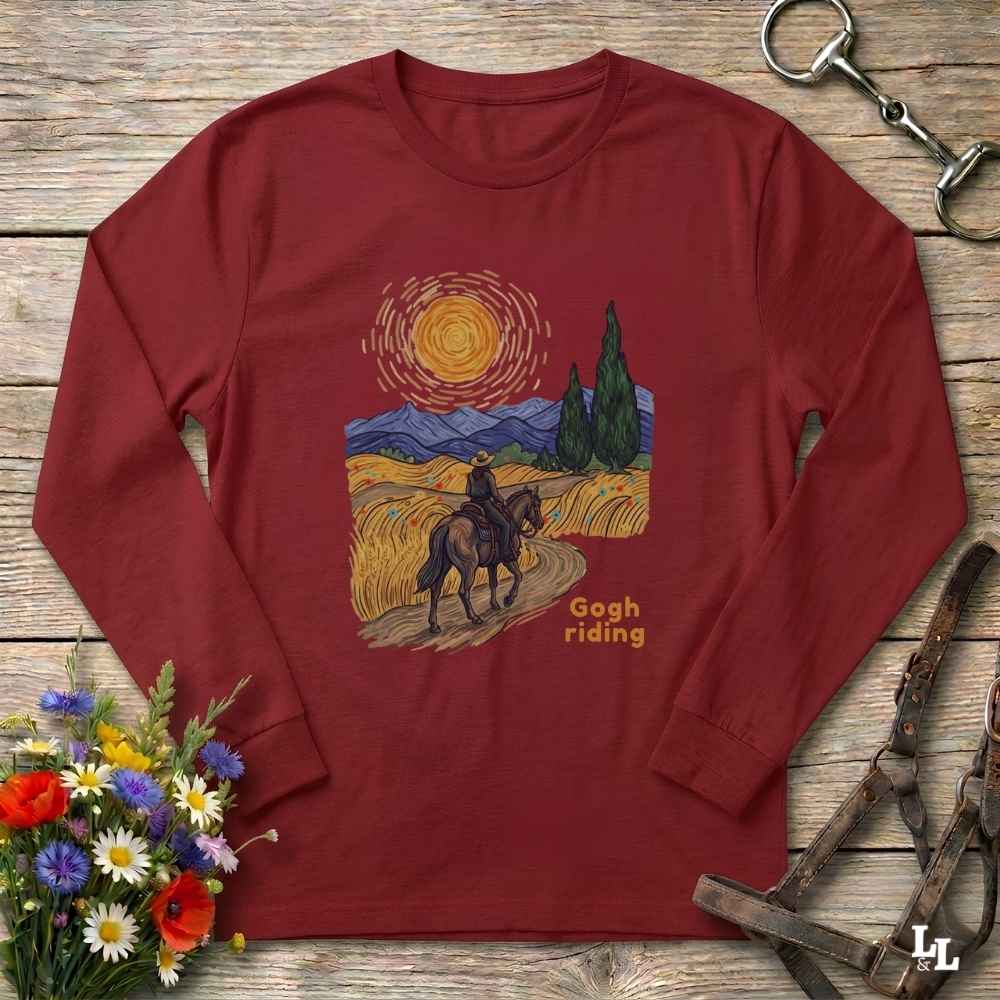 Gogh Riding Long Sleeve Tee Gift For Horse Lover