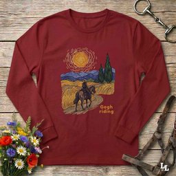 Gogh Riding Long Sleeve Tee Gift For Horse Lover