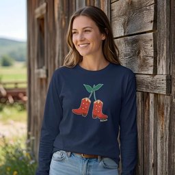 Cherry Cowboy Boots Long Sleeve Tee Gift For Horse Lover