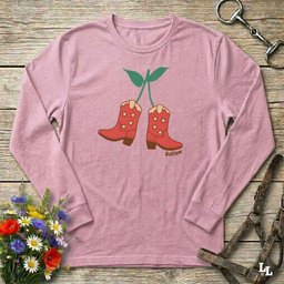 Cherry Cowboy Boots Long Sleeve Tee Gift For Horse Lover