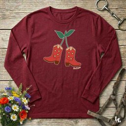 Cherry Cowboy Boots Long Sleeve Tee Gift For Horse Lover