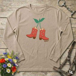 Cherry Cowboy Boots Long Sleeve Tee Gift For Horse Lover