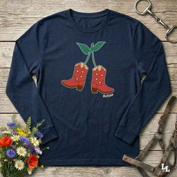 Cherry Cowboy Boots Long Sleeve Tee Gift For Horse Lover