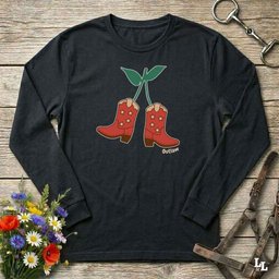 Cherry Cowboy Boots Long Sleeve Tee Gift For Horse Lover