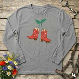 Cherry Cowboy Boots Long Sleeve Tee Gift For Horse Lover
