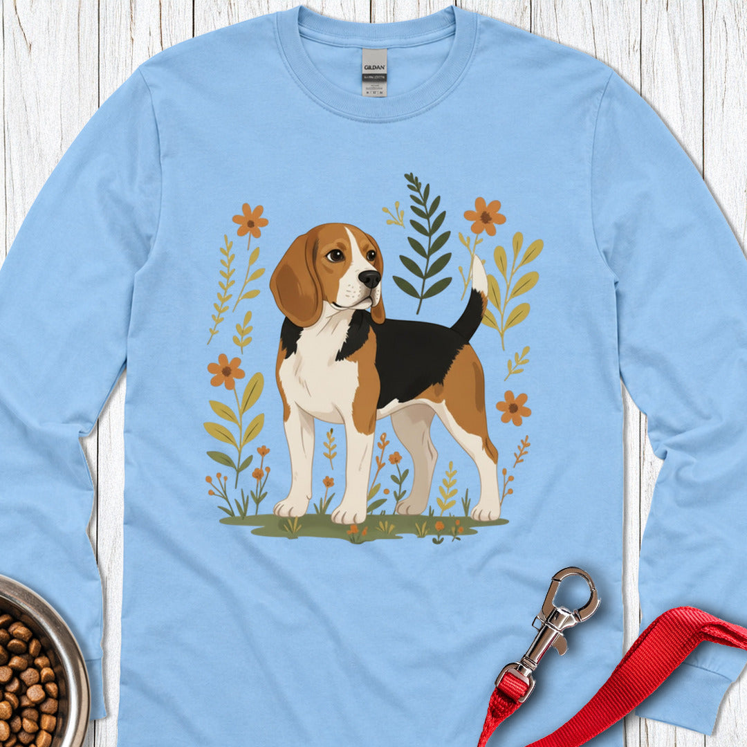 Beagle Flowers Long Sleeve Shirt Gift For Dog Lover