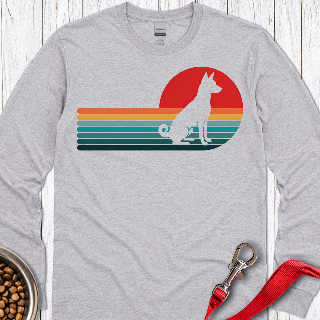 Basenji Retro Sunset Long Sleeve Shirt Gift For Dog Lover