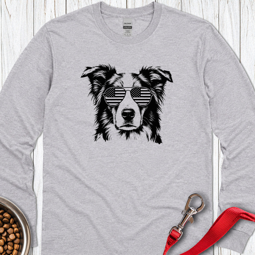 Border Collie USA Long Sleeve Shirt Gift For Dog Lover