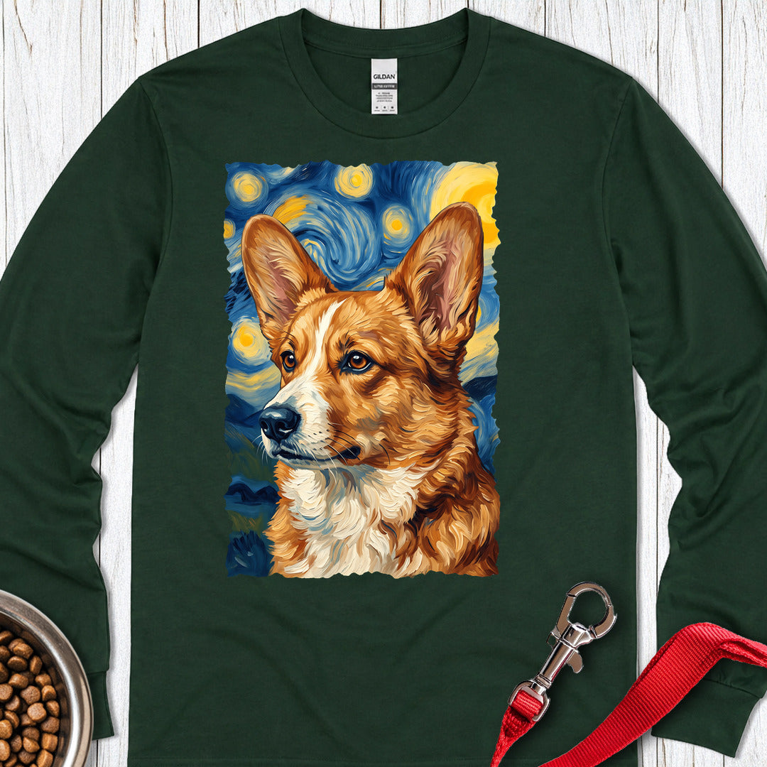 Cardigan Welsh Corgi Red Van Gogh Long Sleeve Shirt Gift For Dog Lover