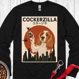 Cockerzilla Cocker Spaniel Long Sleeve Shirt Gift For Dog Lover