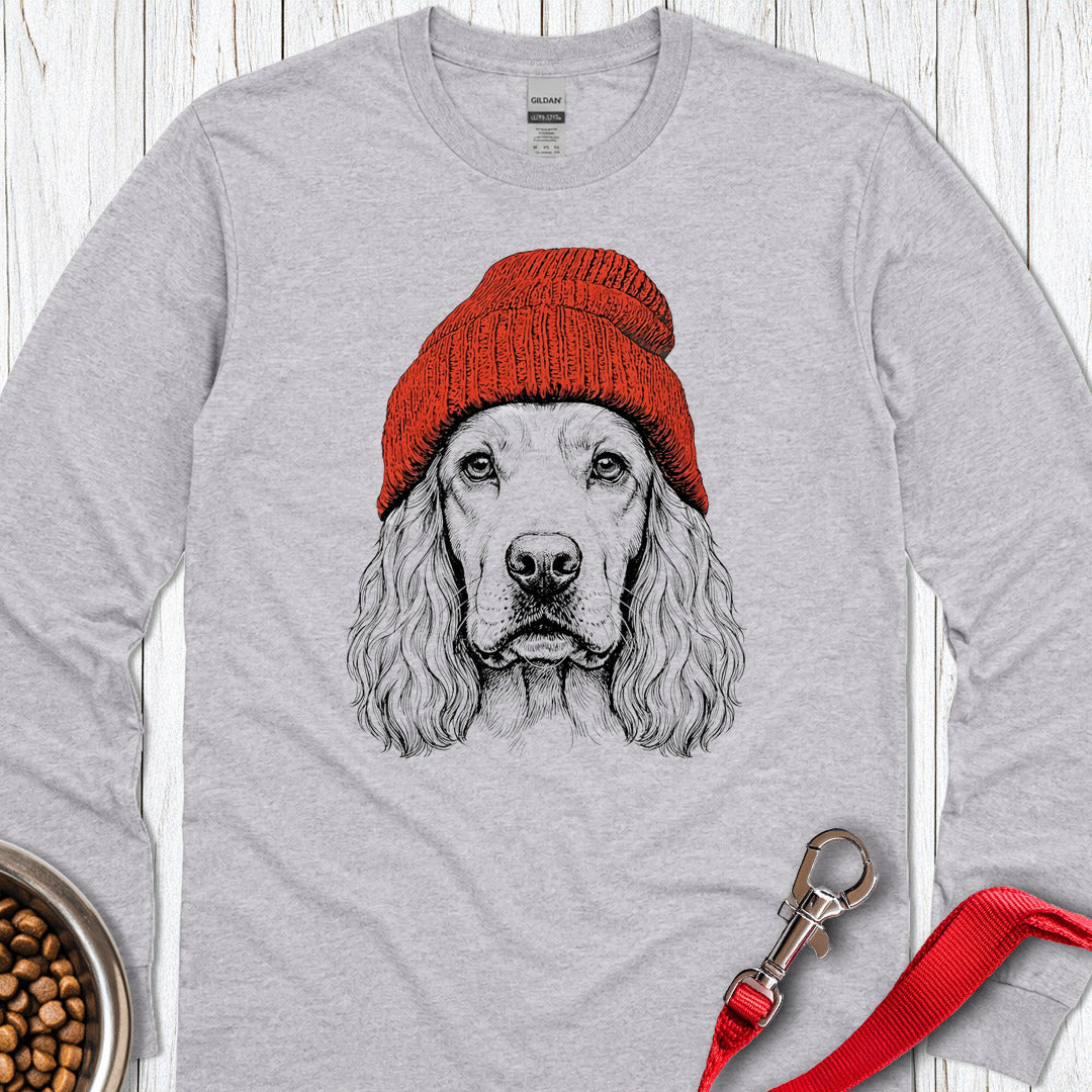Cocker Beanie Long Sleeve Shirt Gift For Dog Lover