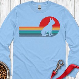 Boston Terrier Retro Sunset Long Sleeve Shirt Gift For Dog Lover