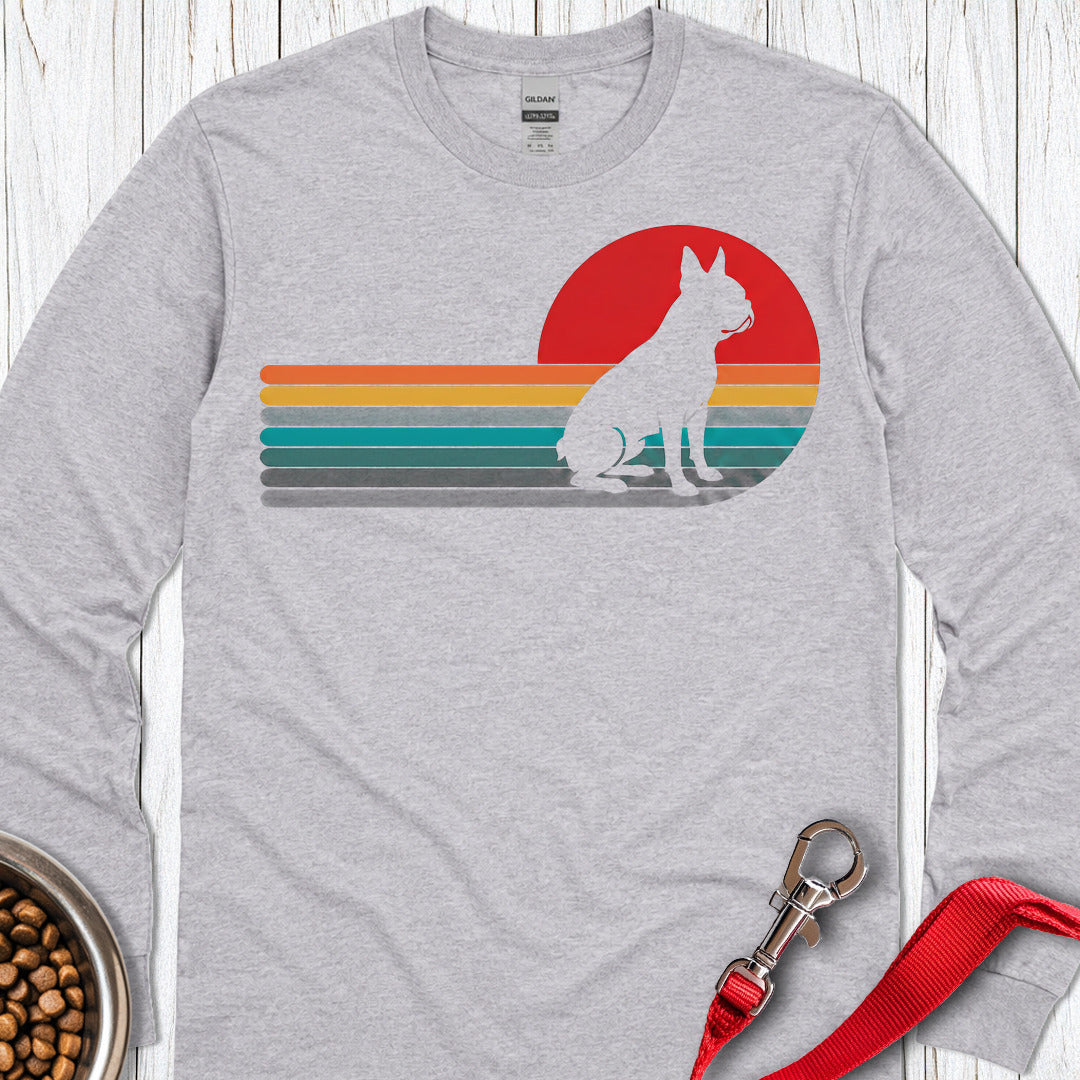 Boston Terrier Retro Sunset Long Sleeve Shirt Gift For Dog Lover